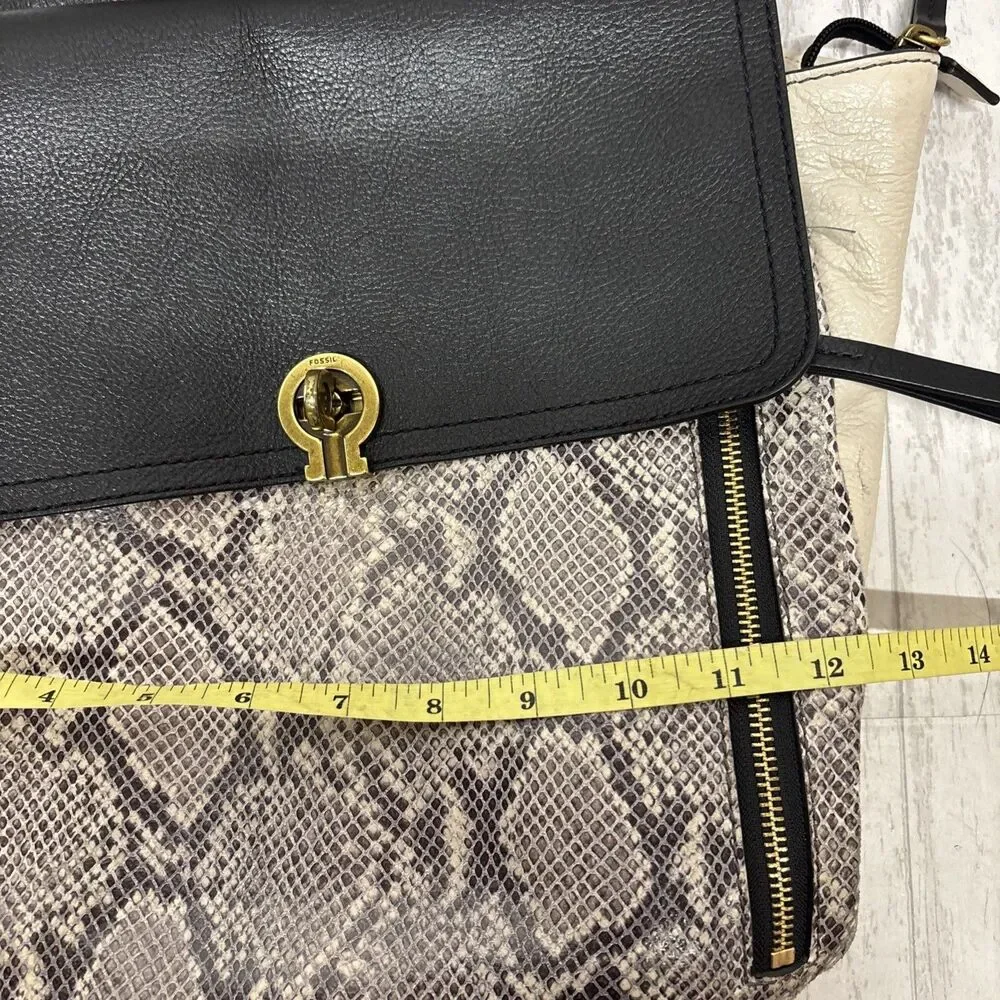 Fossil Snake Print Leather Amelia Bag Backpack